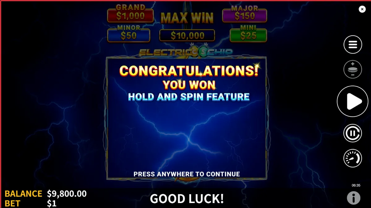 Tampilan visual slot Electric Chip dengan tema neon dan listrik