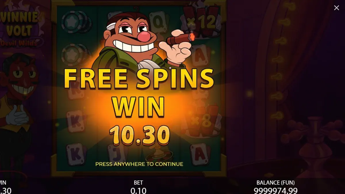 Vinnie Volt: Devil Wilds slot machine with vintage cartoon devil host